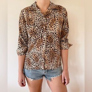 Notations Cheetah Print Vintage Button Up blouse size S